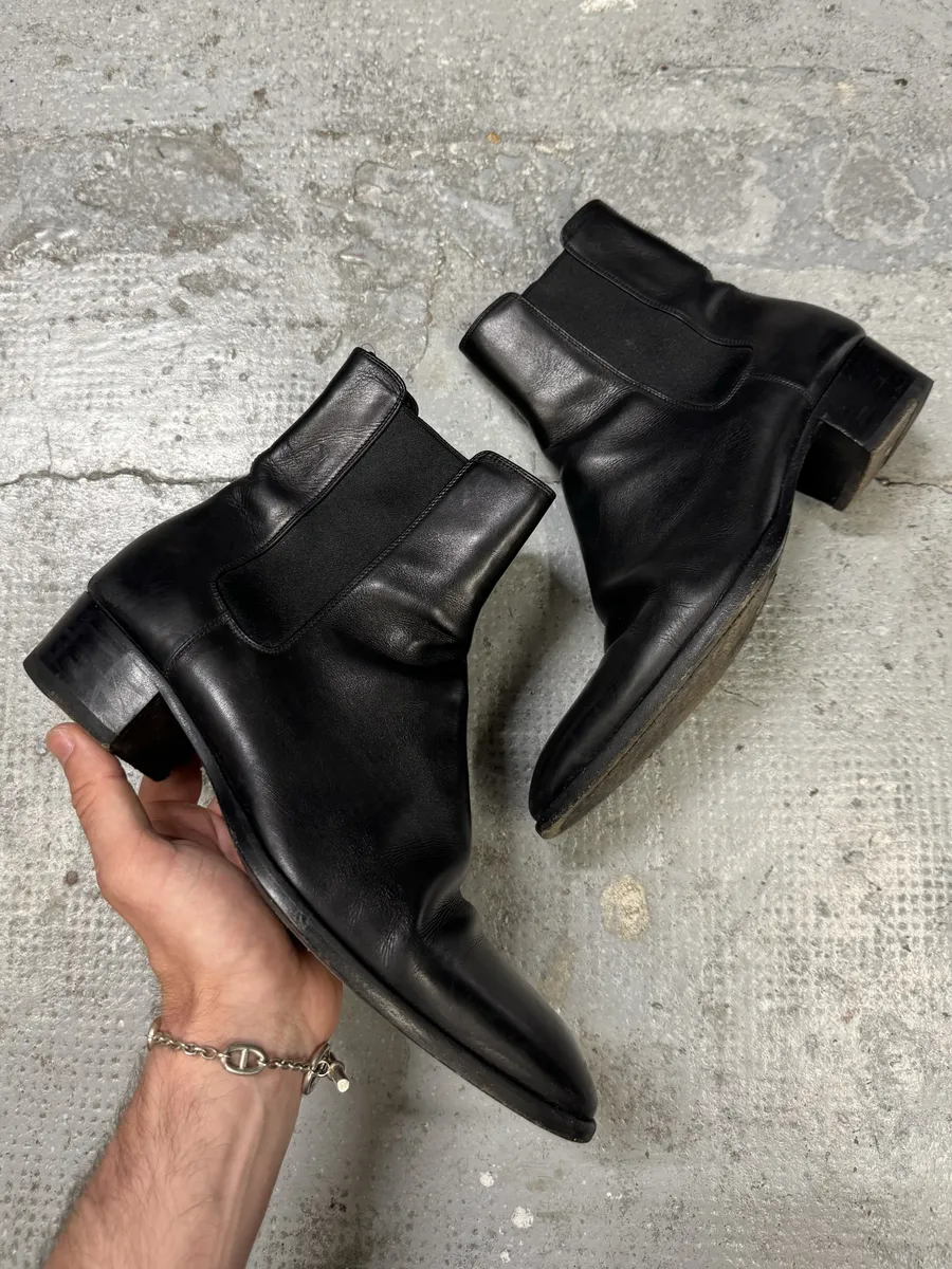 SS2014 Saint Laurent Black Leather Wyatt Boots