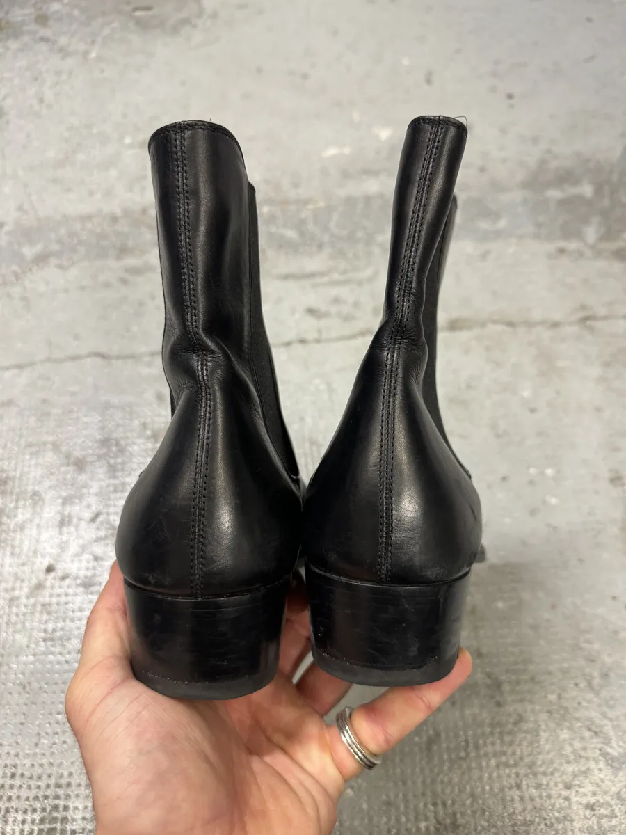 SS2014 Saint Laurent Black Leather Wyatt Boots - Image 4