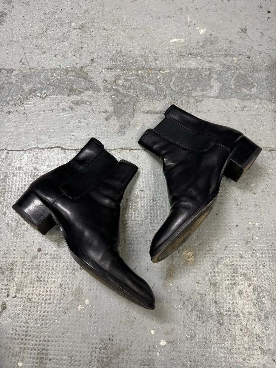 SS2014 Saint Laurent Black Leather Wyatt Boots - Image 8