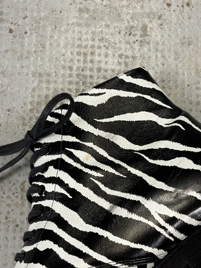 SS2014 Saint Laurent Black Zebra Leather Boots by Hedi Slimane - Image 11