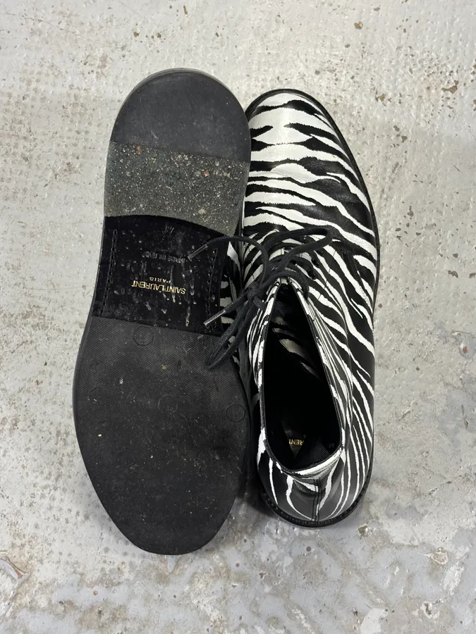 SS2014 Saint Laurent Black Zebra Leather Boots by Hedi Slimane - Image 13
