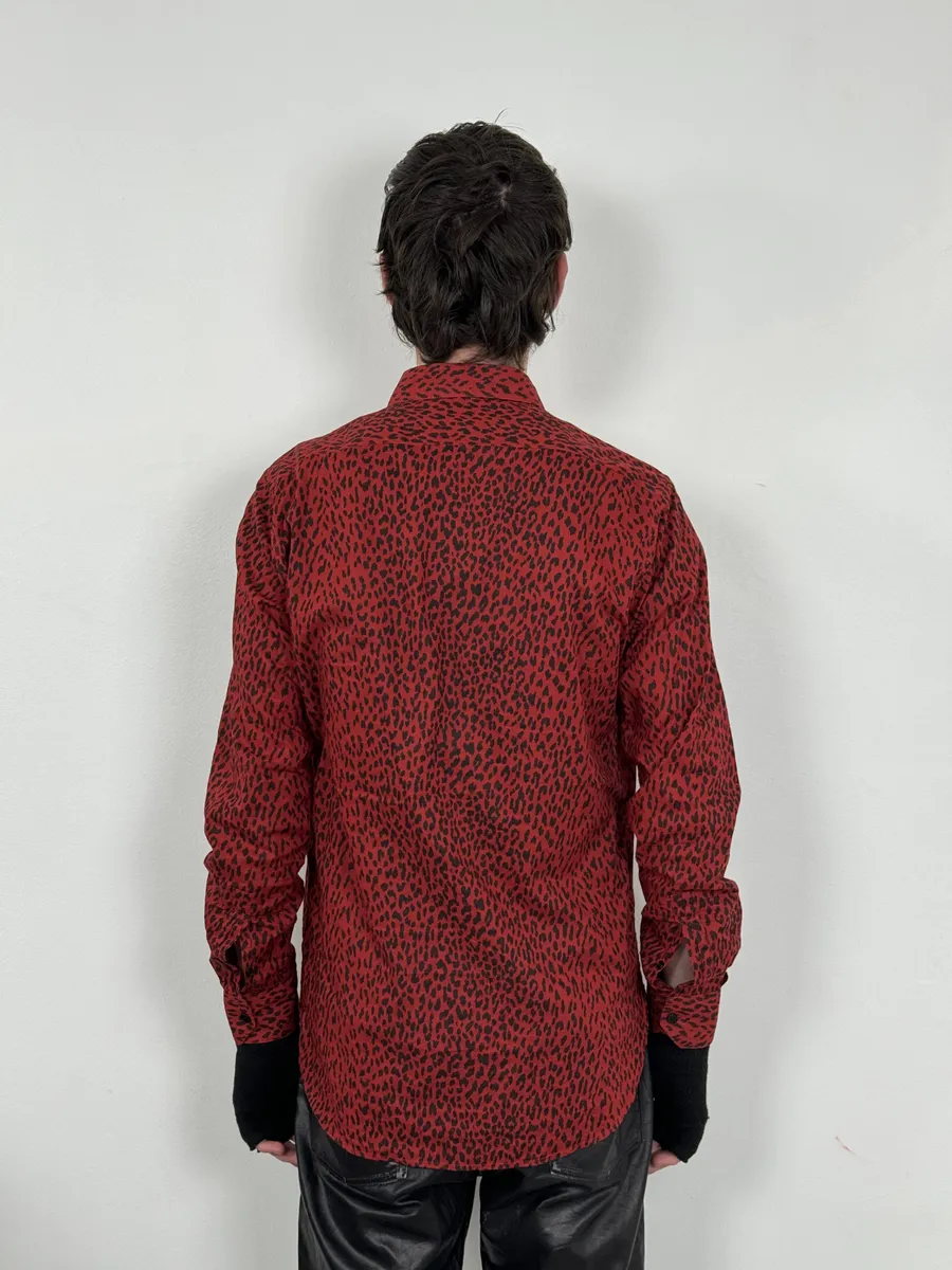 SS2014 Saint Laurent Red & Black Leopard Shirt - Image 4