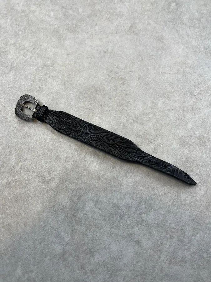 SS2014 Saint Laurent Western Buckle Black Leather Bracelet by Hedi Slimane - Image 5