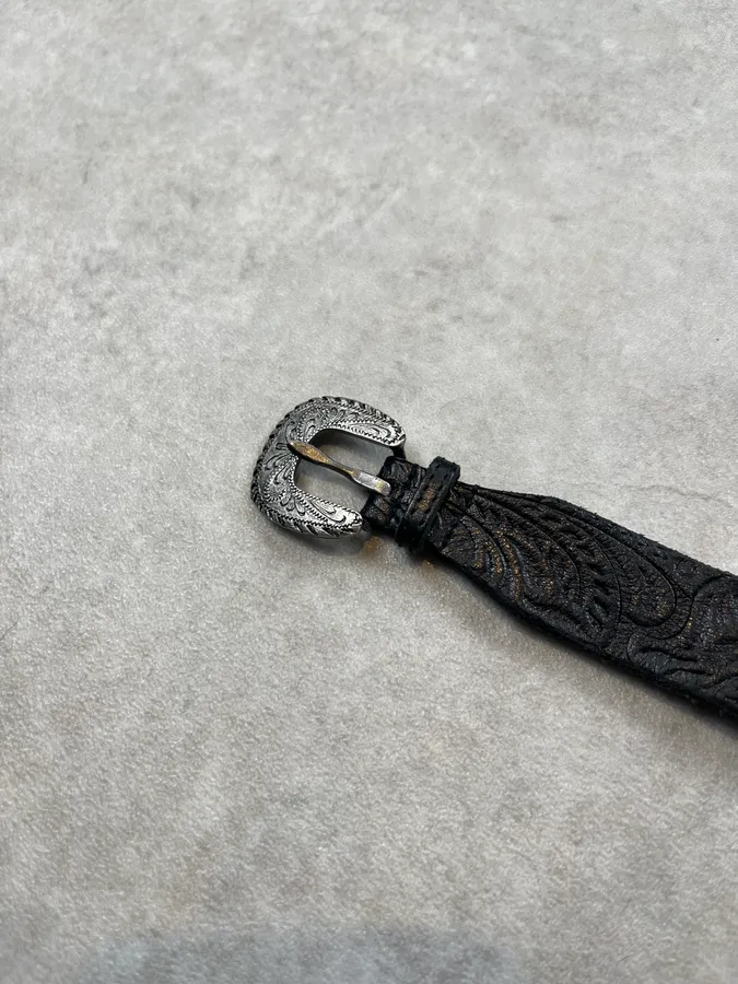 SS2014 Saint Laurent Western Buckle Black Leather Bracelet by Hedi Slimane - Image 6