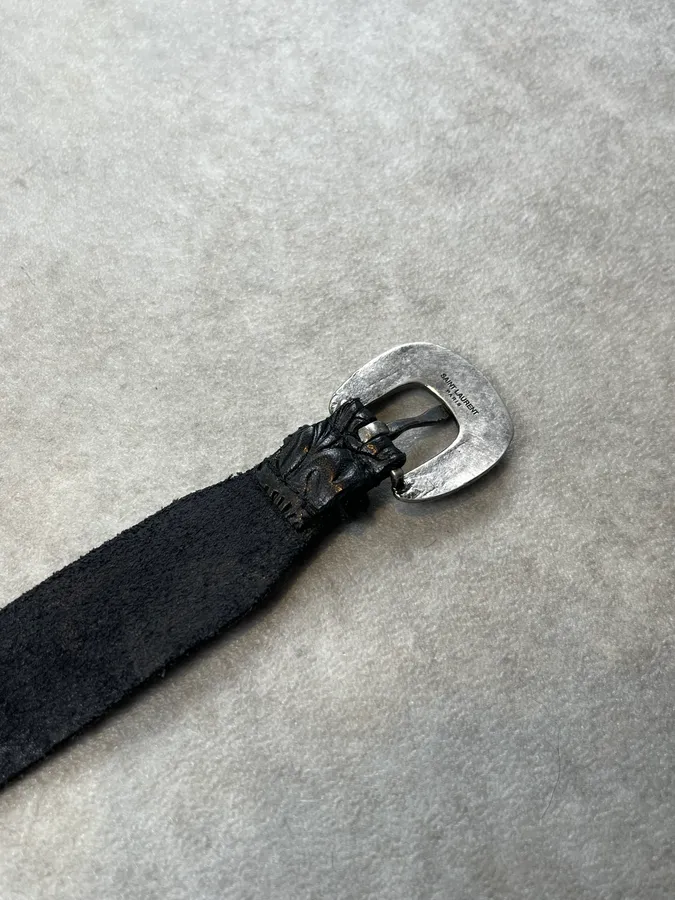 SS2014 Saint Laurent Western Buckle Black Leather Bracelet by Hedi Slimane - Image 8