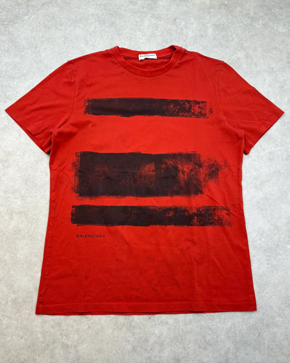 SS2015 Balenciaga Red Abstract Stripe T-Shirt