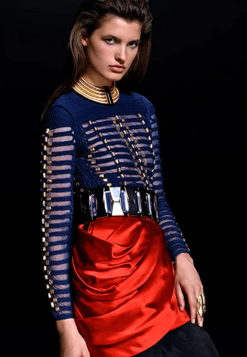 SS2015 Balmain x H&M Navy Gold-Beaded Blouse - Image 2