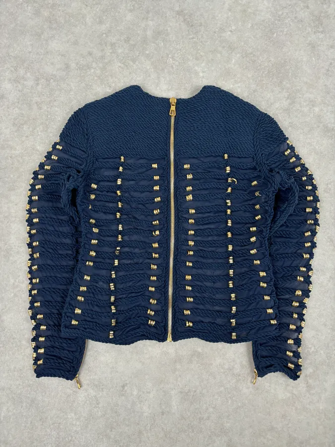 SS2015 Balmain x H&M Navy Gold-Beaded Blouse - Image 6
