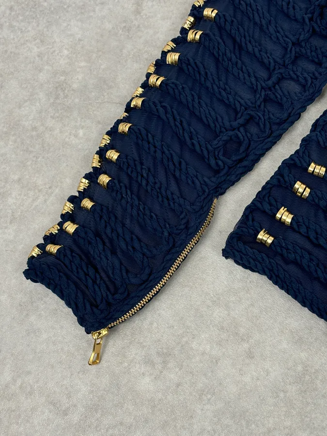 SS2015 Balmain x H&M Navy Gold-Beaded Blouse - Image 9