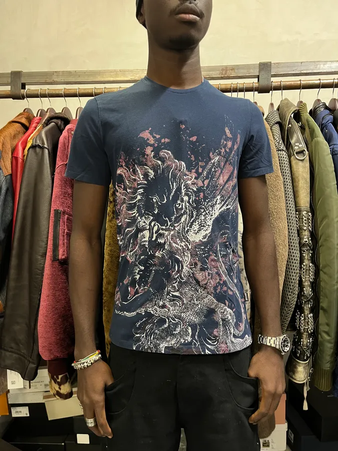 SS2015 Cavalli Lion Fire Blue T-Shirt - Image 2