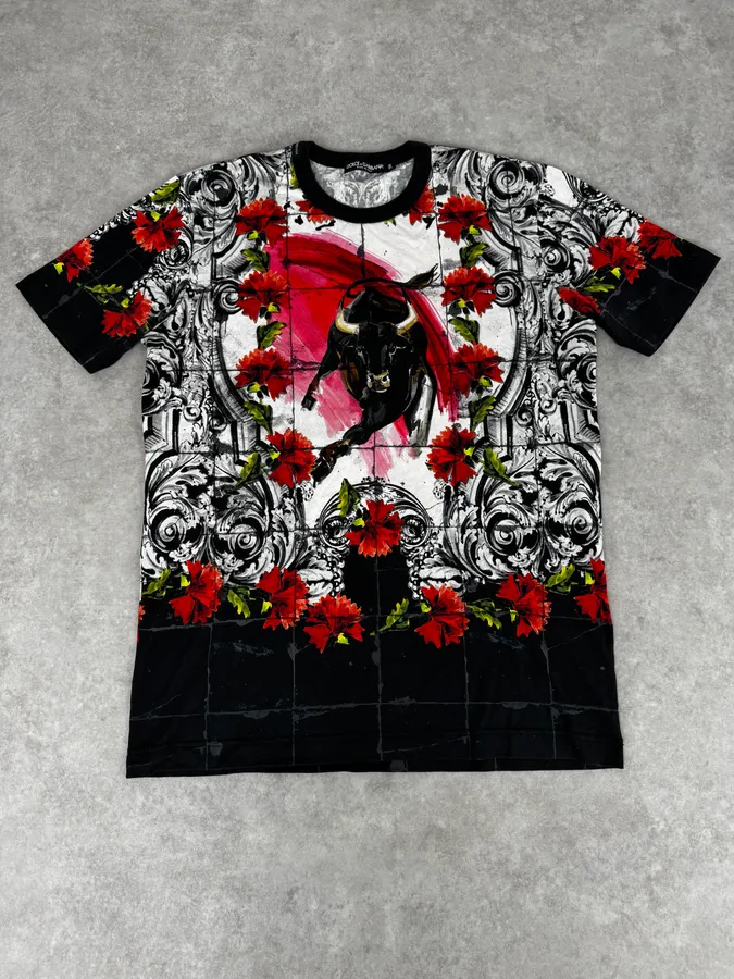 SS2015 Dolce & Gabbana Bull Corrida Rose T-Shirt