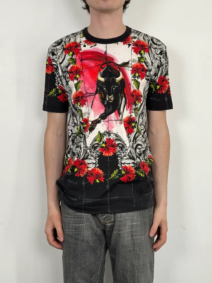 SS2015 Dolce & Gabbana Bull Corrida Rose T-Shirt - Image 2