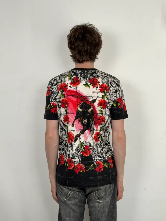 SS2015 Dolce & Gabbana Bull Corrida Rose T-Shirt - Image 3