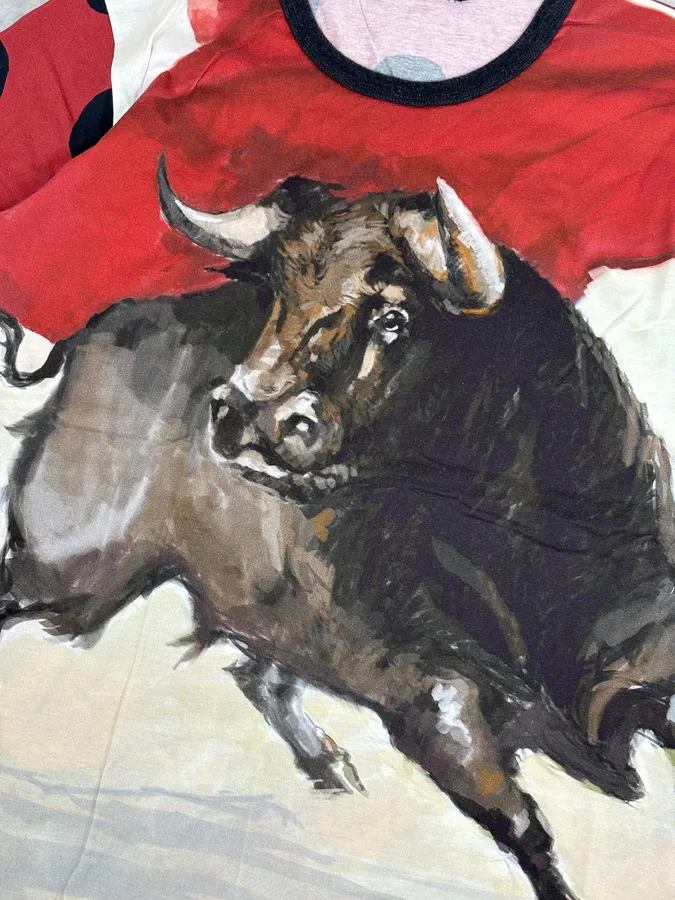 SS2015 Dolce & Gabbana Red Cotton Bull Print T-Shirt - Image 7
