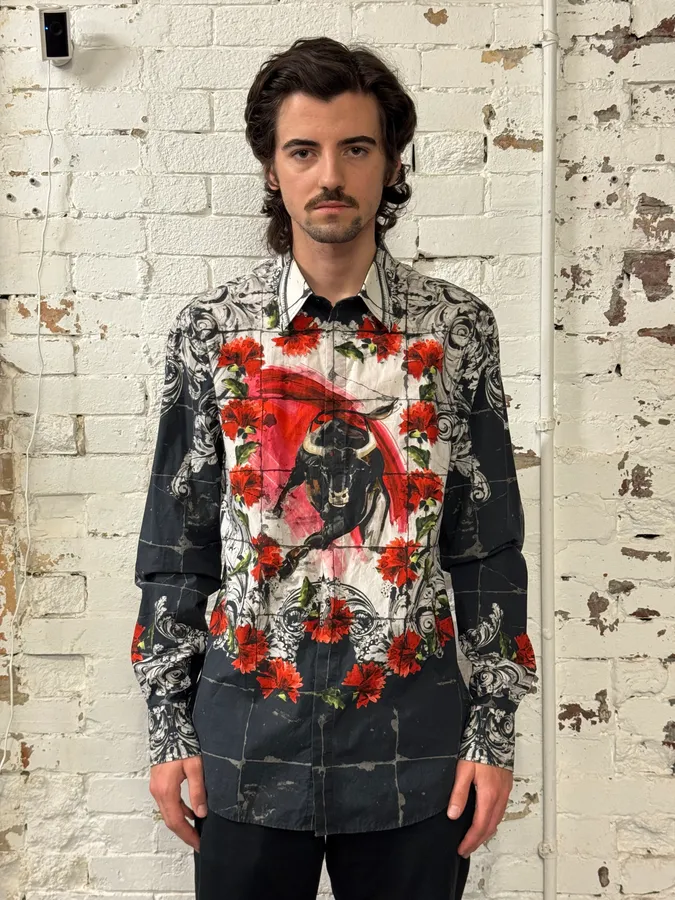SS2015 Dolce & Gabbana Red & White Floral Bull Shirt - Image 3