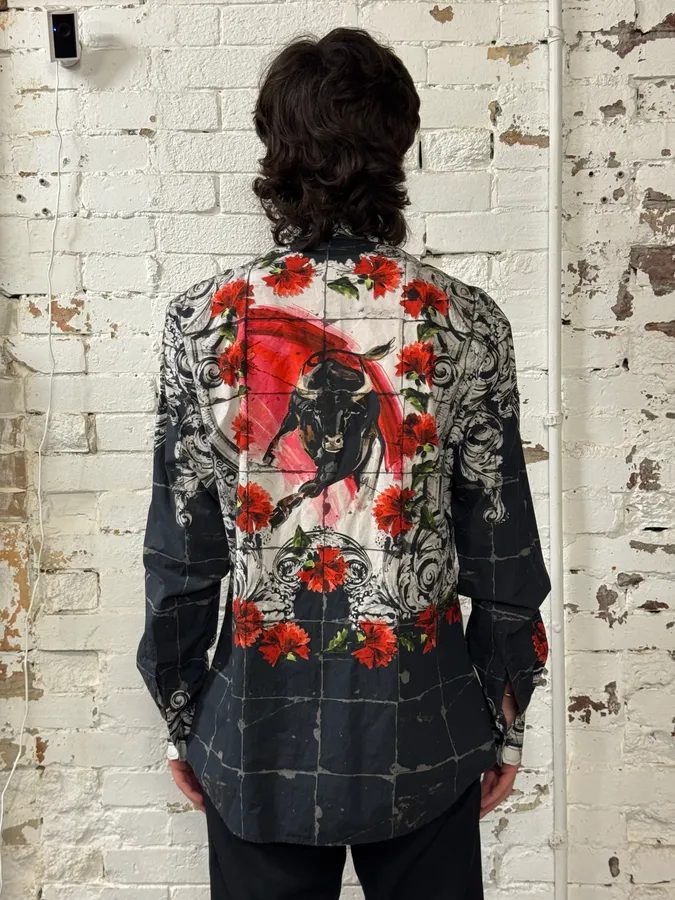 SS2015 Dolce & Gabbana Red & White Floral Bull Shirt - Image 4