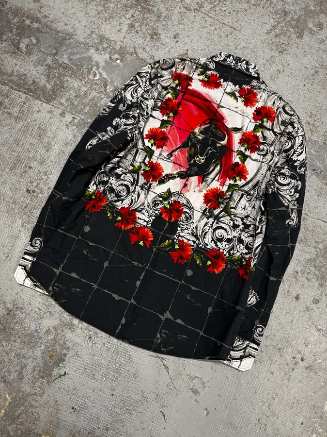 SS2015 Dolce & Gabbana Red & White Floral Bull Shirt - Image 7