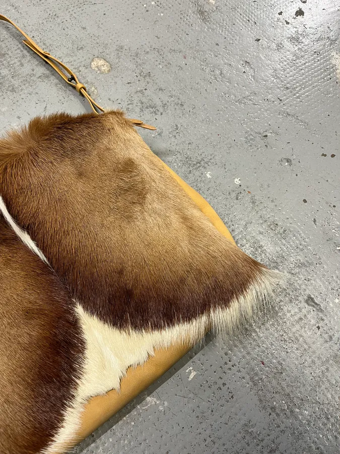 SS2015 Dries Van Noten Fur Beige Leather Shoulder Bag - Image 4