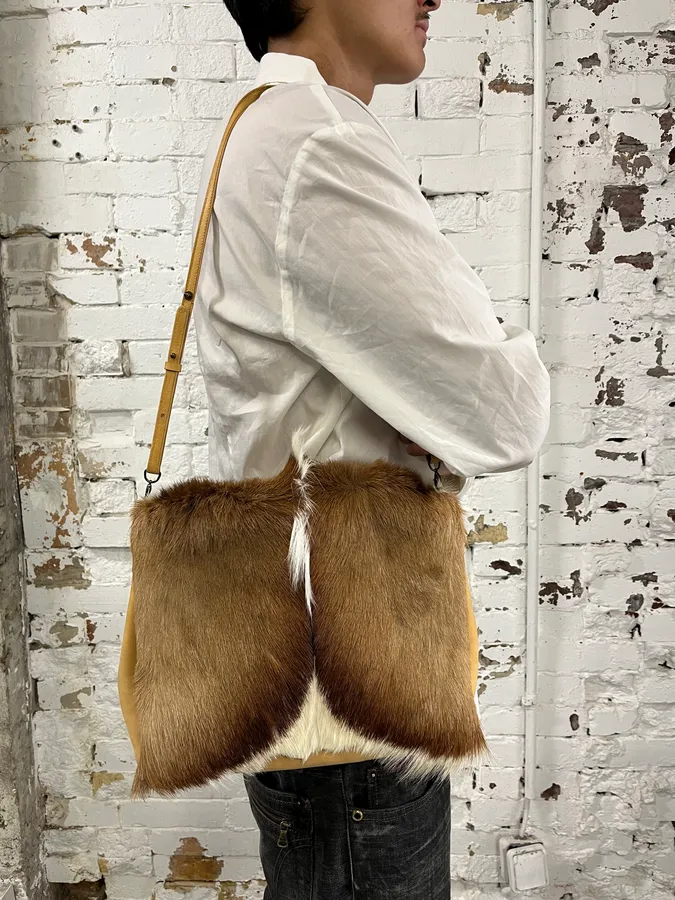 SS2015 Dries Van Noten Fur Beige Leather Shoulder Bag - Image 7