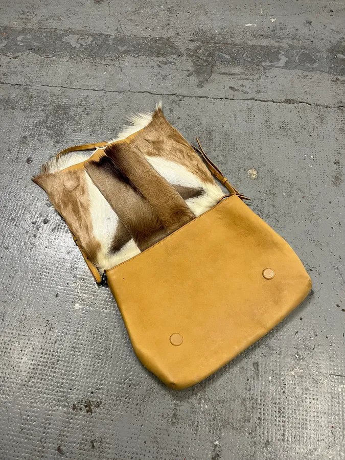 SS2015 Dries Van Noten Fur Beige Leather Shoulder Bag - Image 9