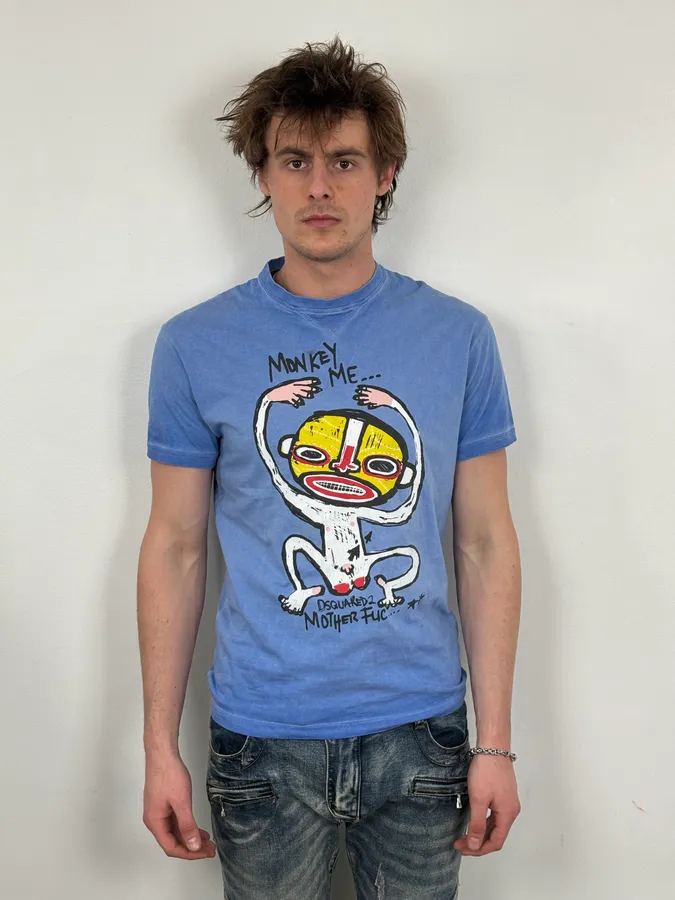 SS2015 Dsquared2 Blue Rebel Monkey T-Shirt - Image 2