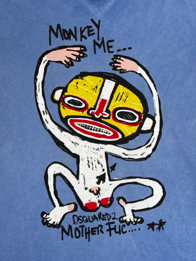 SS2015 Dsquared2 Blue Rebel Monkey T-Shirt - Image 7