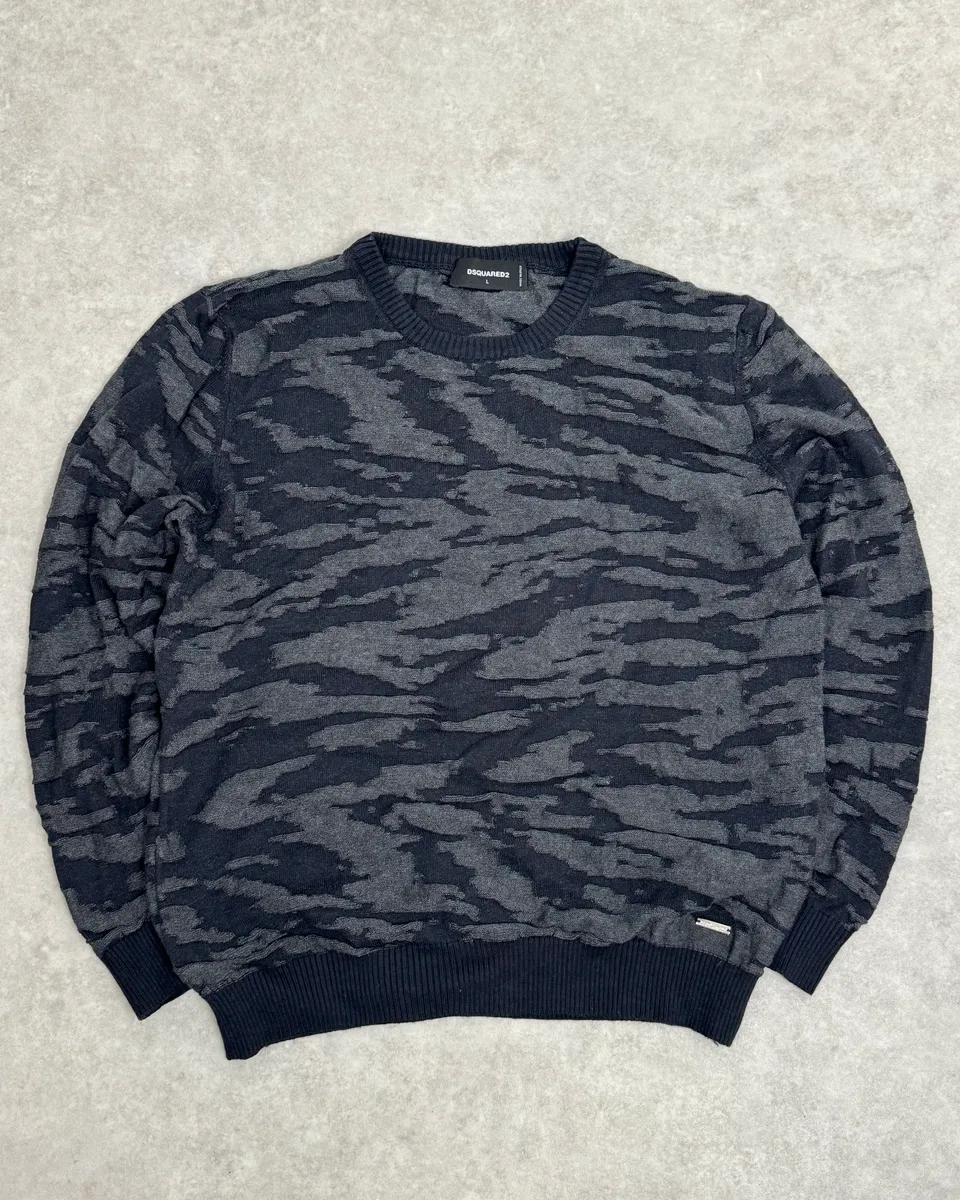 SS2015 Dsquared2 Camo Irregular Black & Grey Sweater