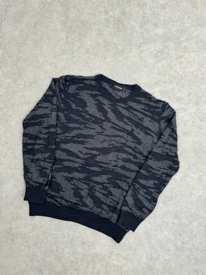 SS2015 Dsquared2 Camo Irregular Black & Grey Sweater - Image 4