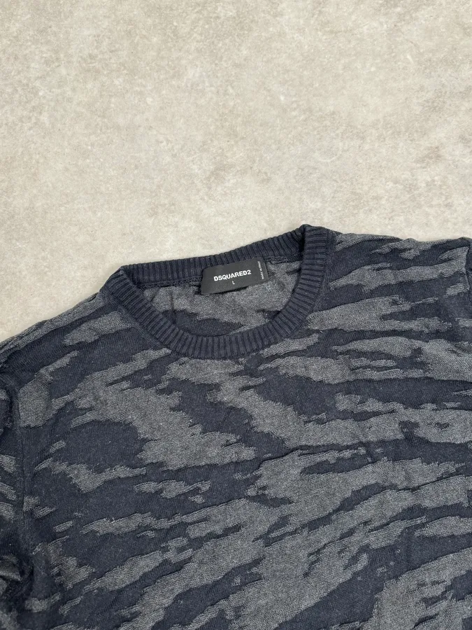 SS2015 Dsquared2 Camo Irregular Black & Grey Sweater - Image 5