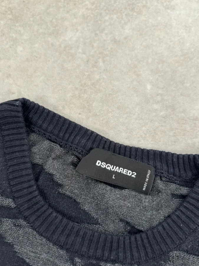 SS2015 Dsquared2 Camo Irregular Black & Grey Sweater - Image 8