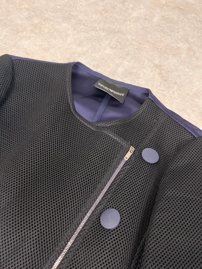 SS2015 Emporio Armani Two Tone Blue & Black Asymmetrical Jacket - Image 5