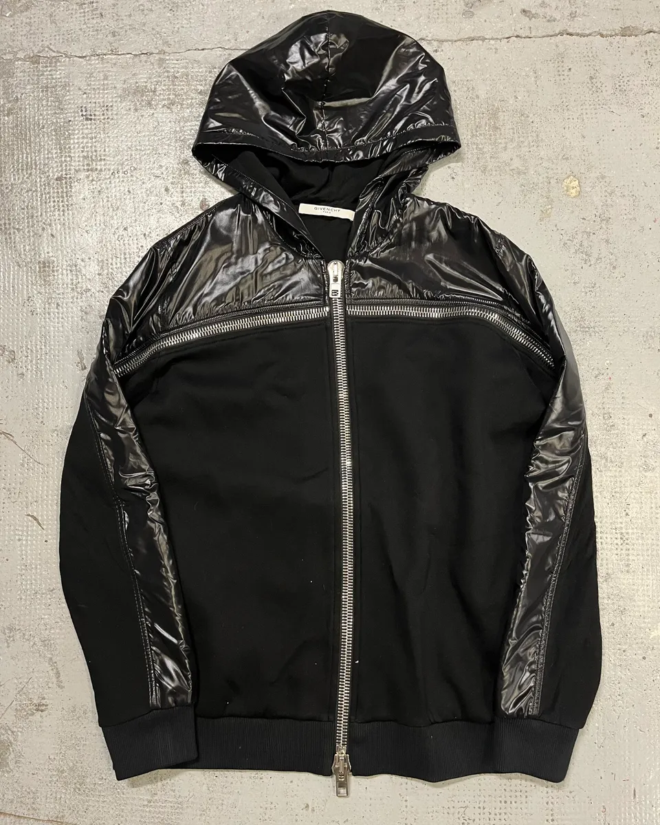 SS2015 Givenchy Black Hybrid Zip-Up Hoodie by Riccardo Tisci - Image 4