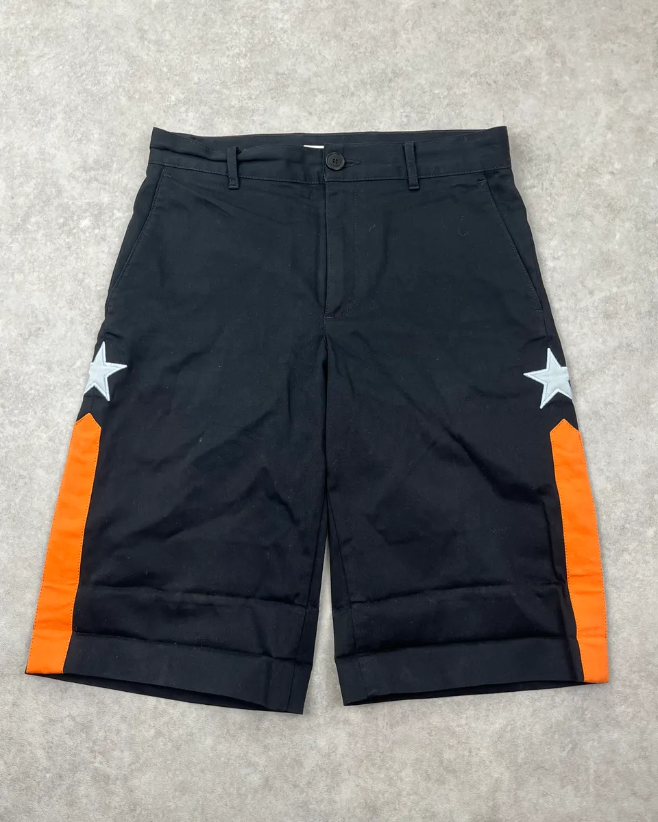 SS2015 Givenchy Black Star Orange Side Shorts by Riccardo Tisci