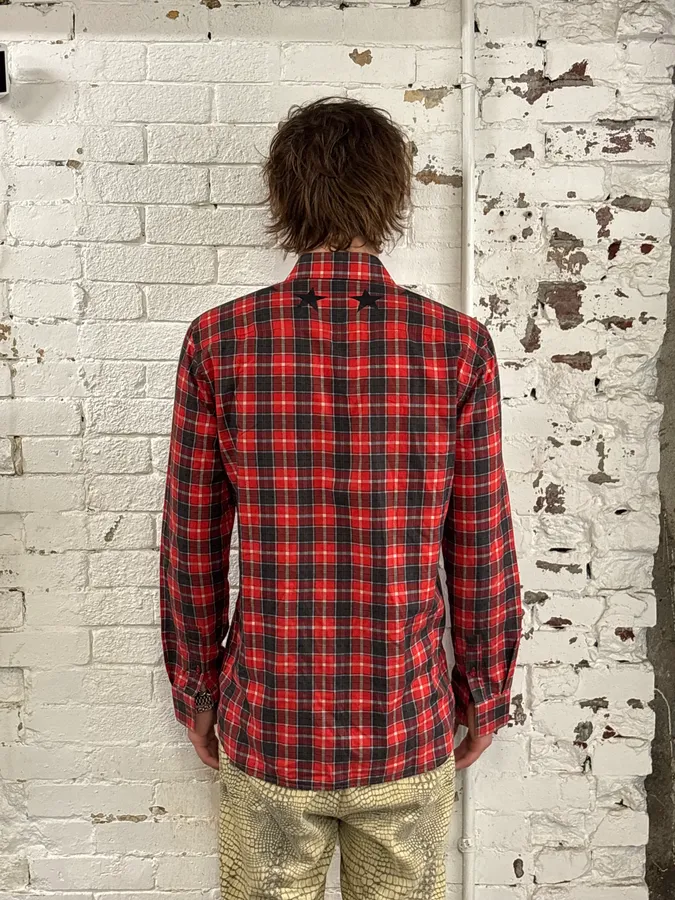 SS2015 Givenchy Red Black Plaid Star Shirt by Riccardo Tisci - Image 3
