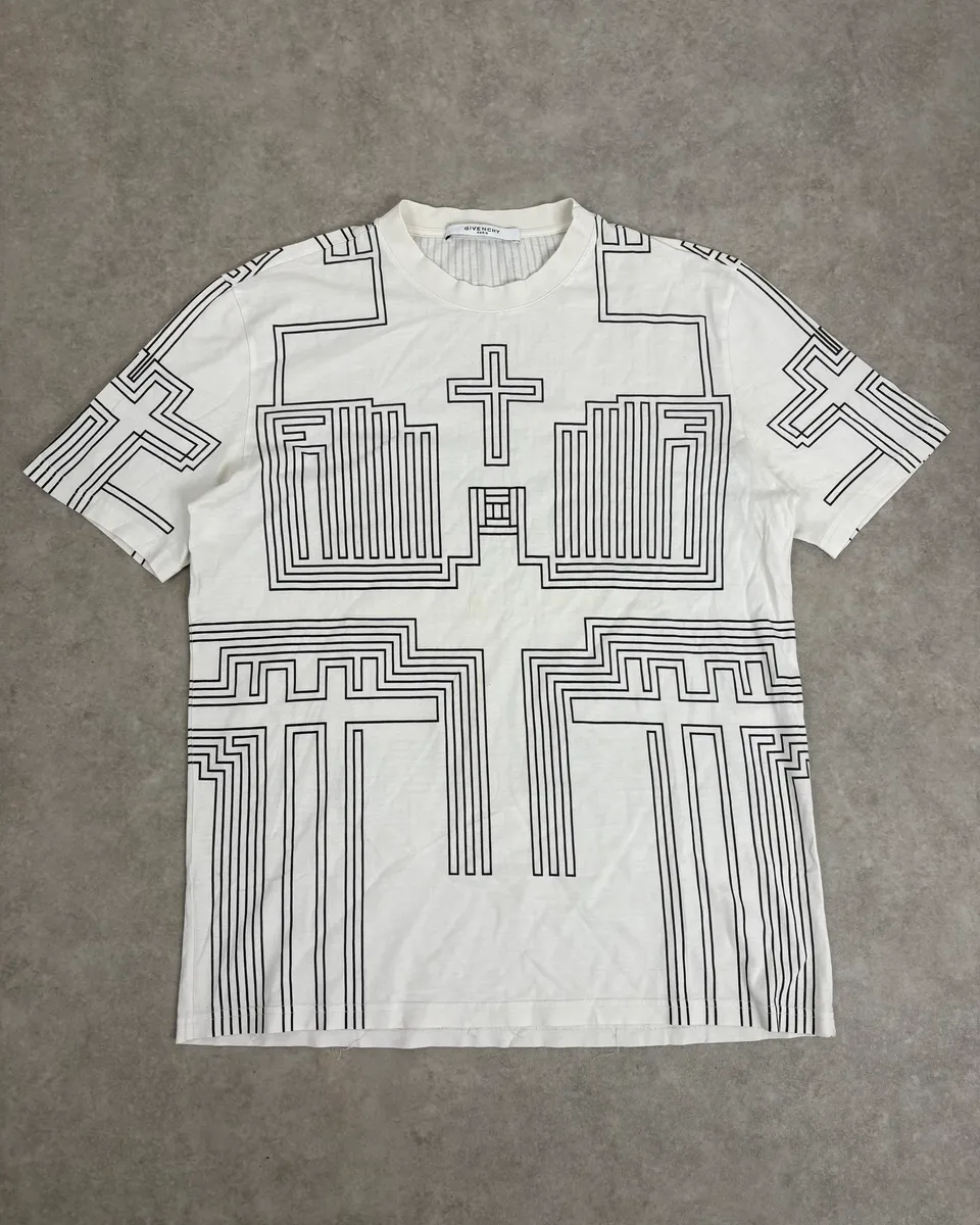 SS2015 Givenchy White Cross Religous Modern T-Shirt by Riccardo Tisci
