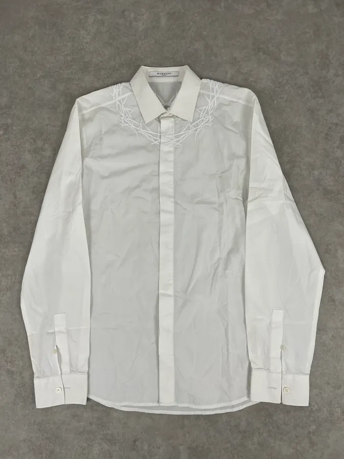 SS2015 Givenchy White Wooden Crown Shirt by Riccardo Tisci