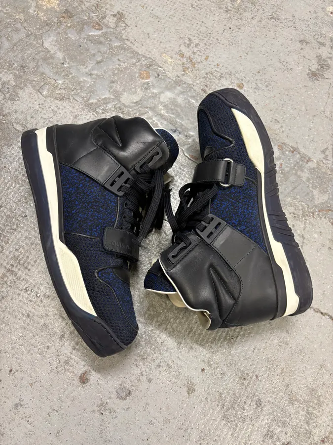 SS2015 Louis Vuitton Navy Trail Blazers Knit Strap Sneakers - Image 6
