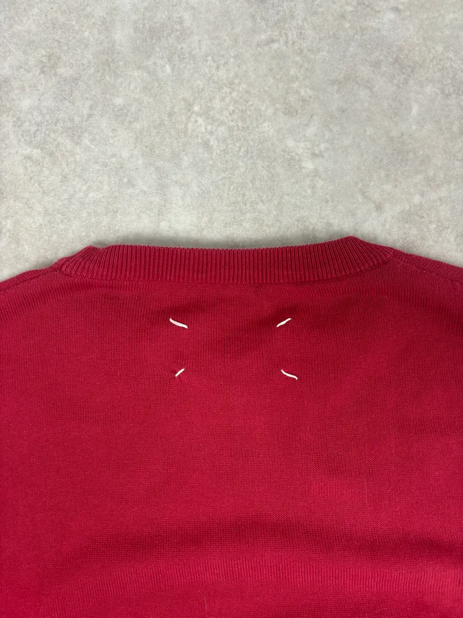 SS2015 Maison Margiela Red Bordeaux Wool Signature Elbow Patch Sweater - Image 6