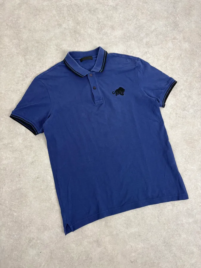 SS2015 Prada Blue Tiger Embroidered Polo - Image 4