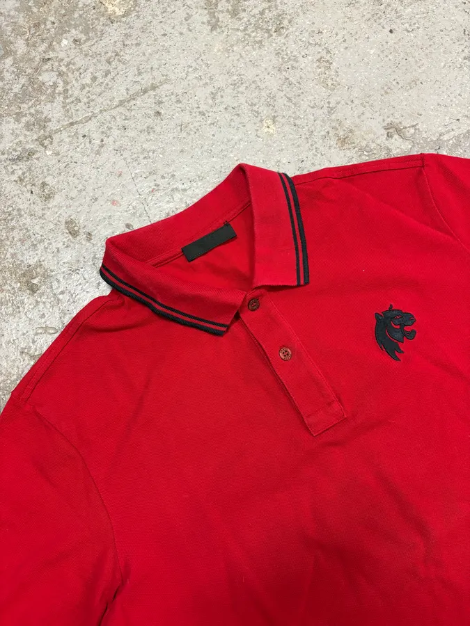SS2015 Prada Devil Red & Black Lion Polo Shirt - Image 5