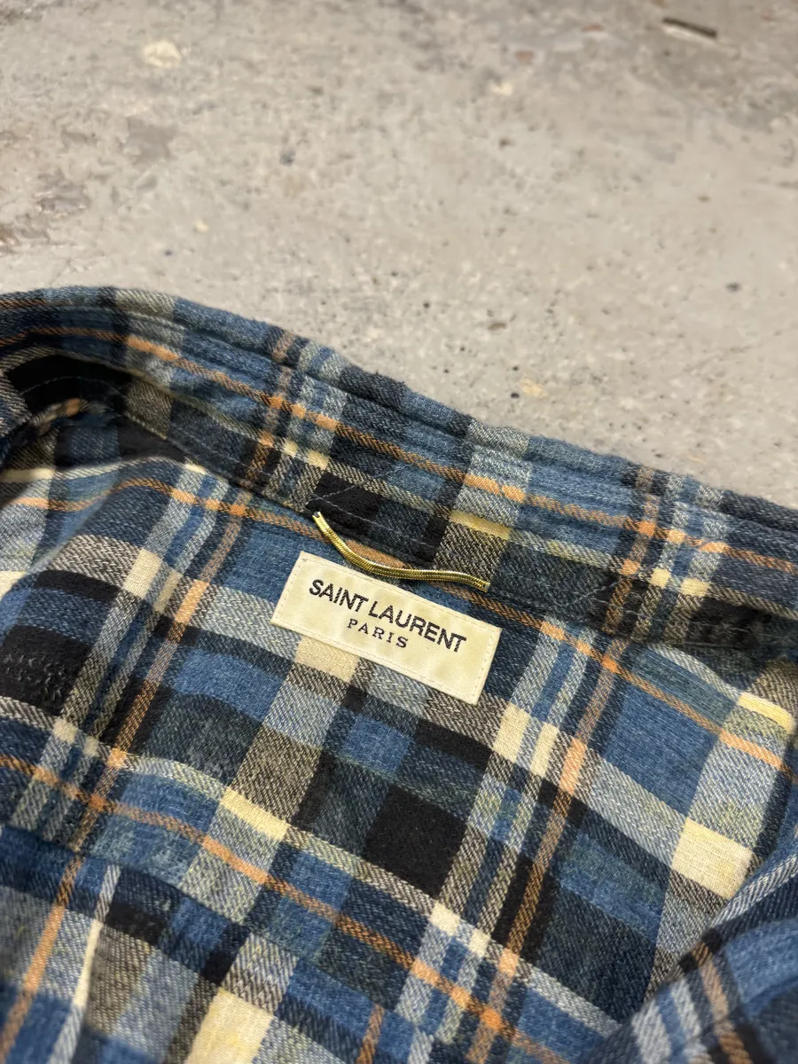 SS2015 Saint Laurent Blue Flanel Shirt by Hedi Slimane - Image 8