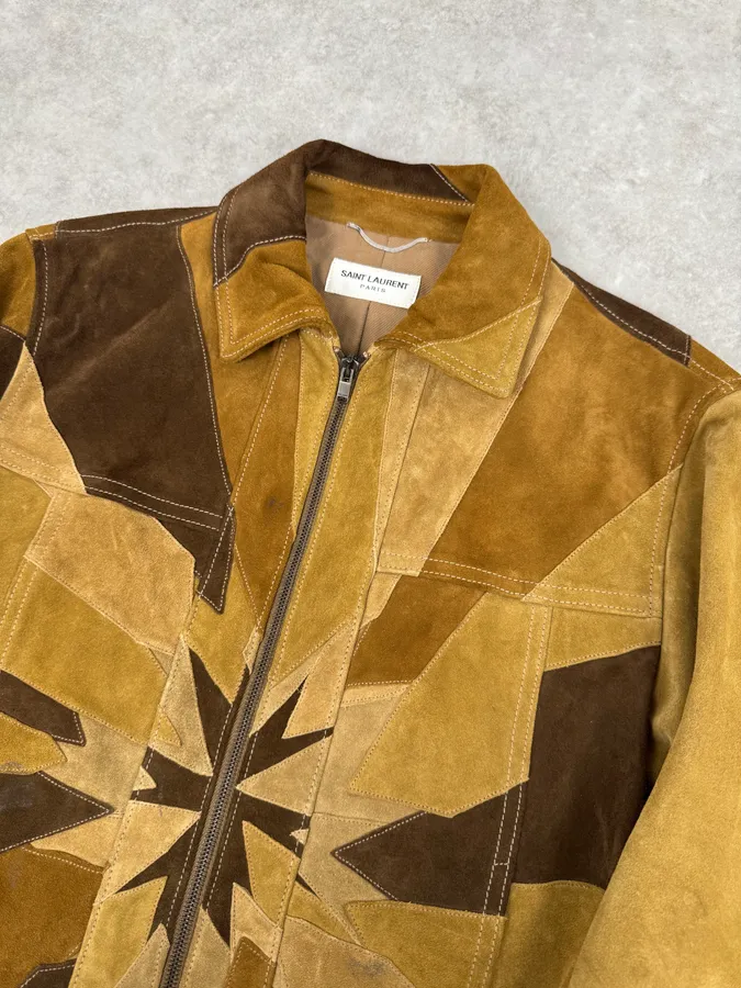 SS2015 Saint Laurent Camel Star Patchwork Sample Leather Jacket - Image 4