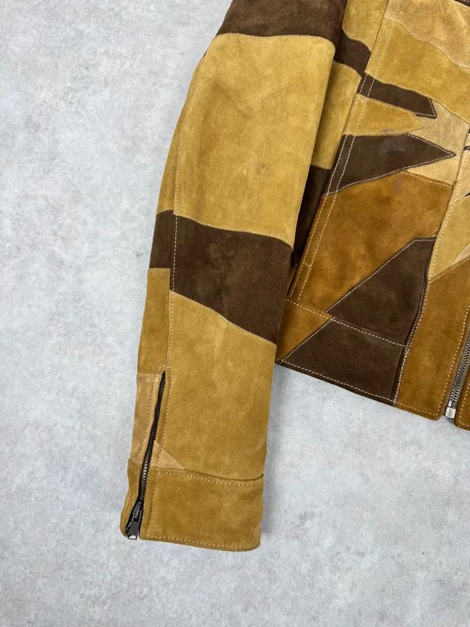 SS2015 Saint Laurent Camel Star Patchwork Sample Leather Jacket - Image 7