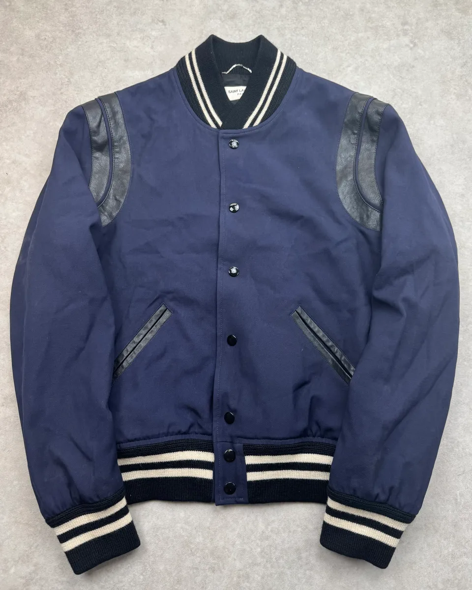SS2015 Saint Laurent Navy Teddy Jacket by Hedi Slimane