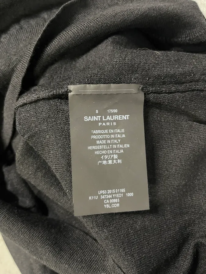 SS2015 Saint Laurent Paris Black Wool V Neck Minimalist Sweater - Image 8