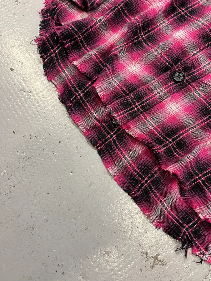SS2015 Saint Laurent Pink Checkered Flannel Rock Shirt - Image 7