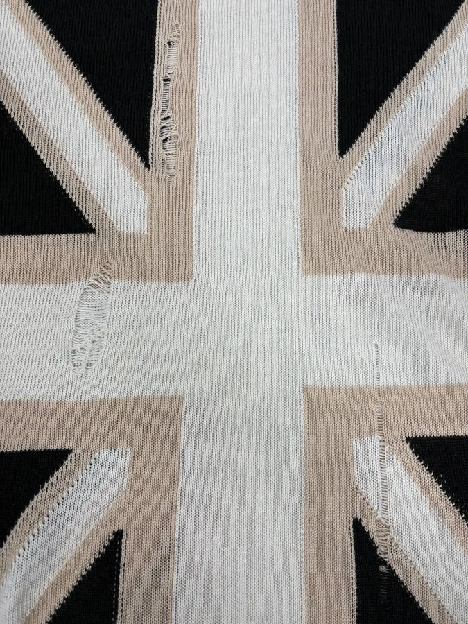 SS2016 Balmain Black Union Jack Wool Distressed Sweater - Image 8