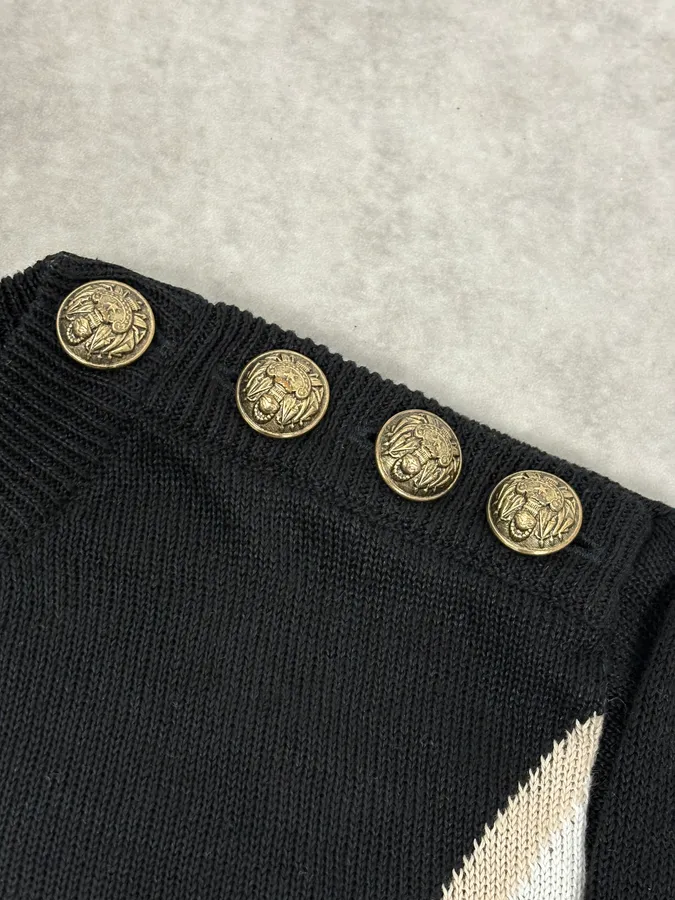 SS2016 Balmain Black Union Jack Wool Distressed Sweater - Image 9