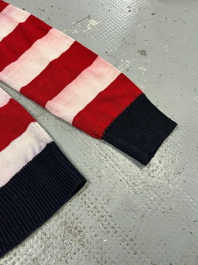 SS2016 Balmain USA Flag Distressed Buttoned Sweater - Image 6