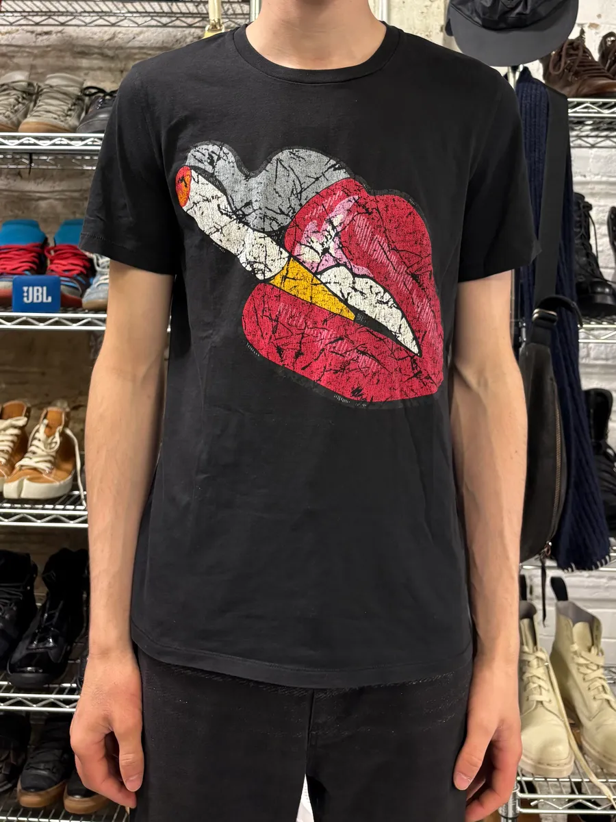 SS2016 Cavalli Kiss Smoke Rebel Black Tee-Shirt - Image 2